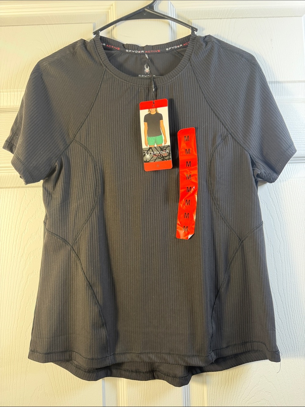 Spyder Women's Gray Ribbed Short Sleeve Active Tee